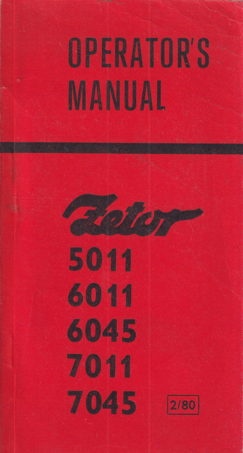 ZETOR 5011/6011/6045/7011/7045 OPERATION MANUAL
