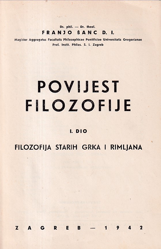 POVIJEST FILOZOFIJE 1 DIO (FILOZOFIJA STARIH GRKA I RIMLJANA)